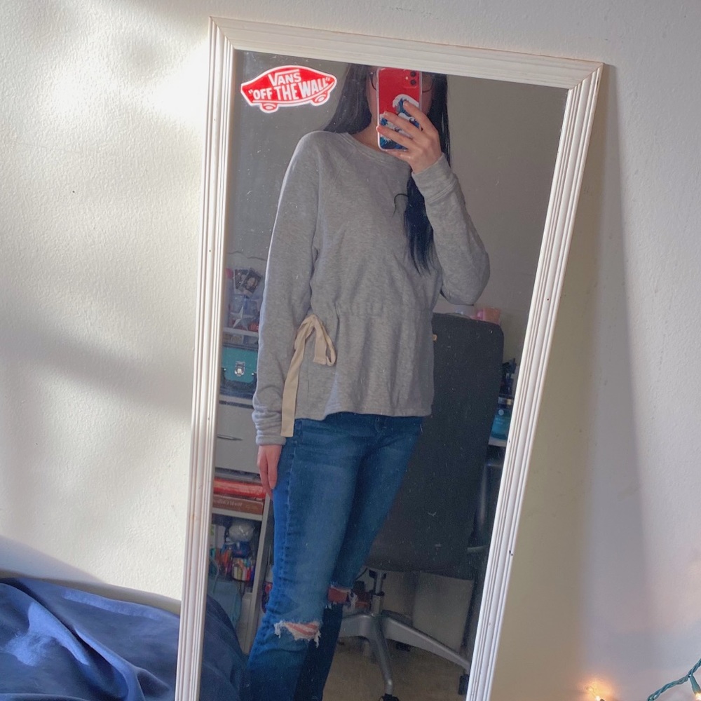 Athleta Gray Cinched Sweatshirt